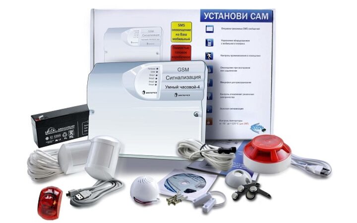 фото - GSM Сигнализация "Умный часовой-4"  (Набор для дачи, дома, квартиры ПРОФИ) (УТ000002066)