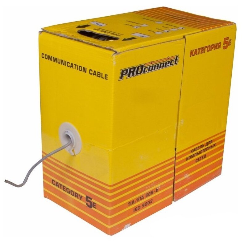 фото PROCONNECT Кабель витая пара F/UTP, категория 5, PVC, 4PR, 24AWG, внутр., серый, 100 м (01-0152-100), бухта 100м